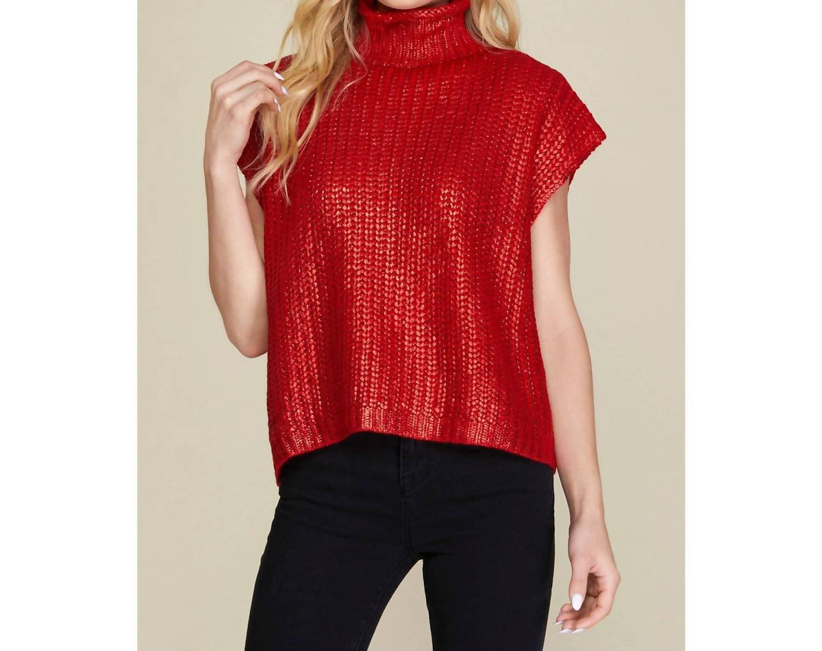 She + Sky - Metallic Foil Short Sleeve Sweater Top