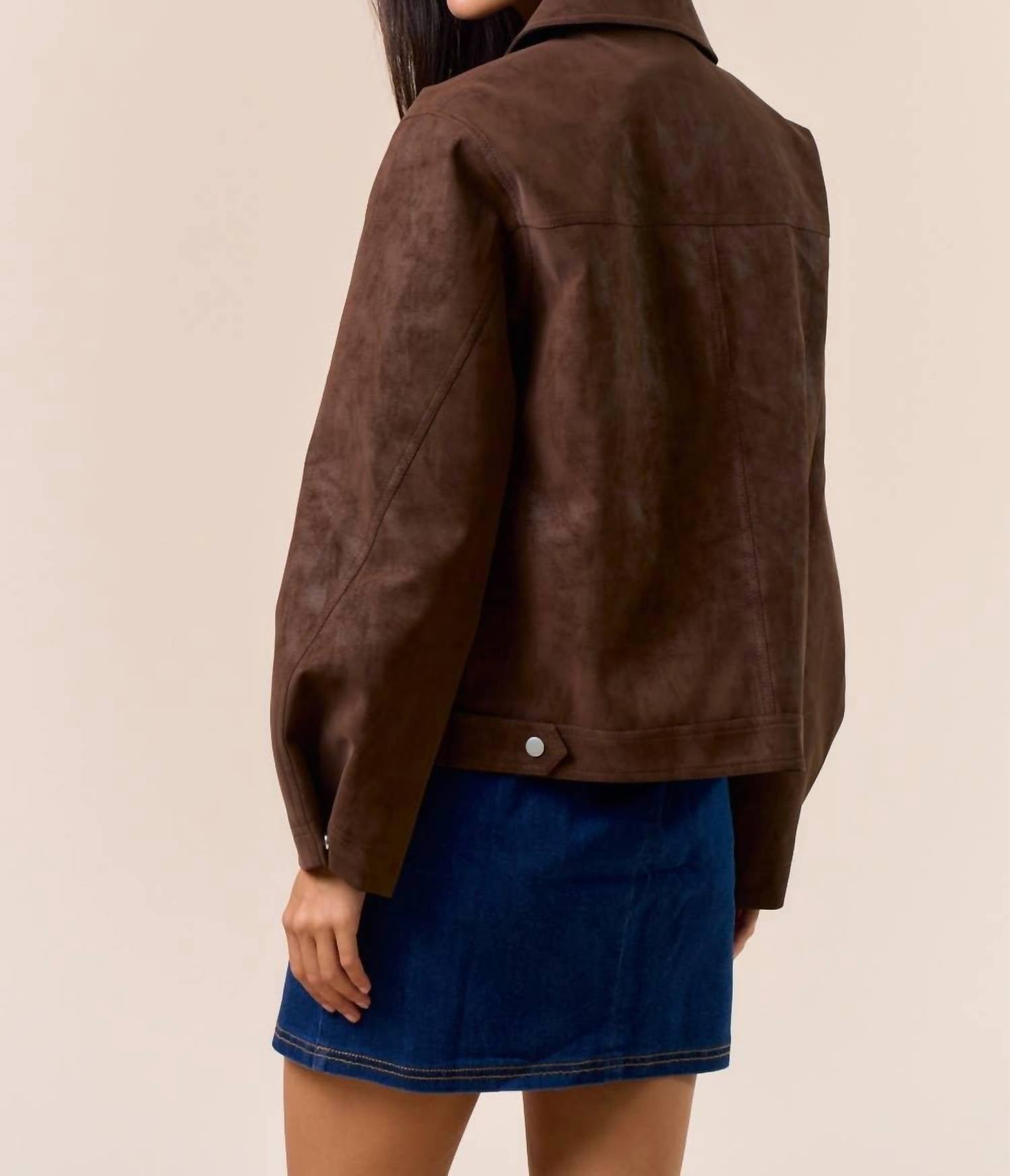 Lalavon - Faux Suede Elevated Utility Jacket
