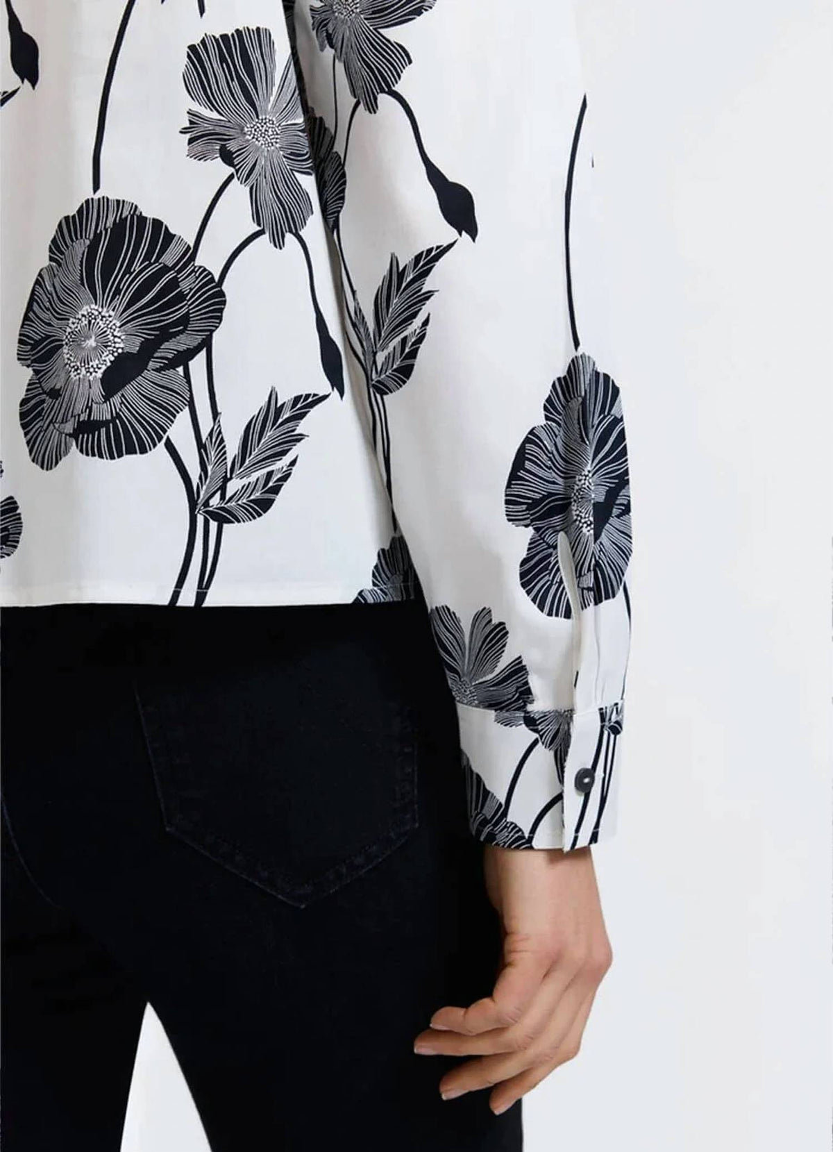 Foxcroft - Marina black & white LS top