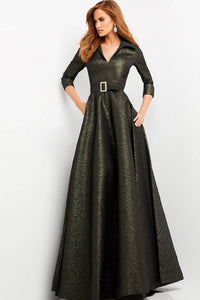 Jovani - A-line V Neck Gown