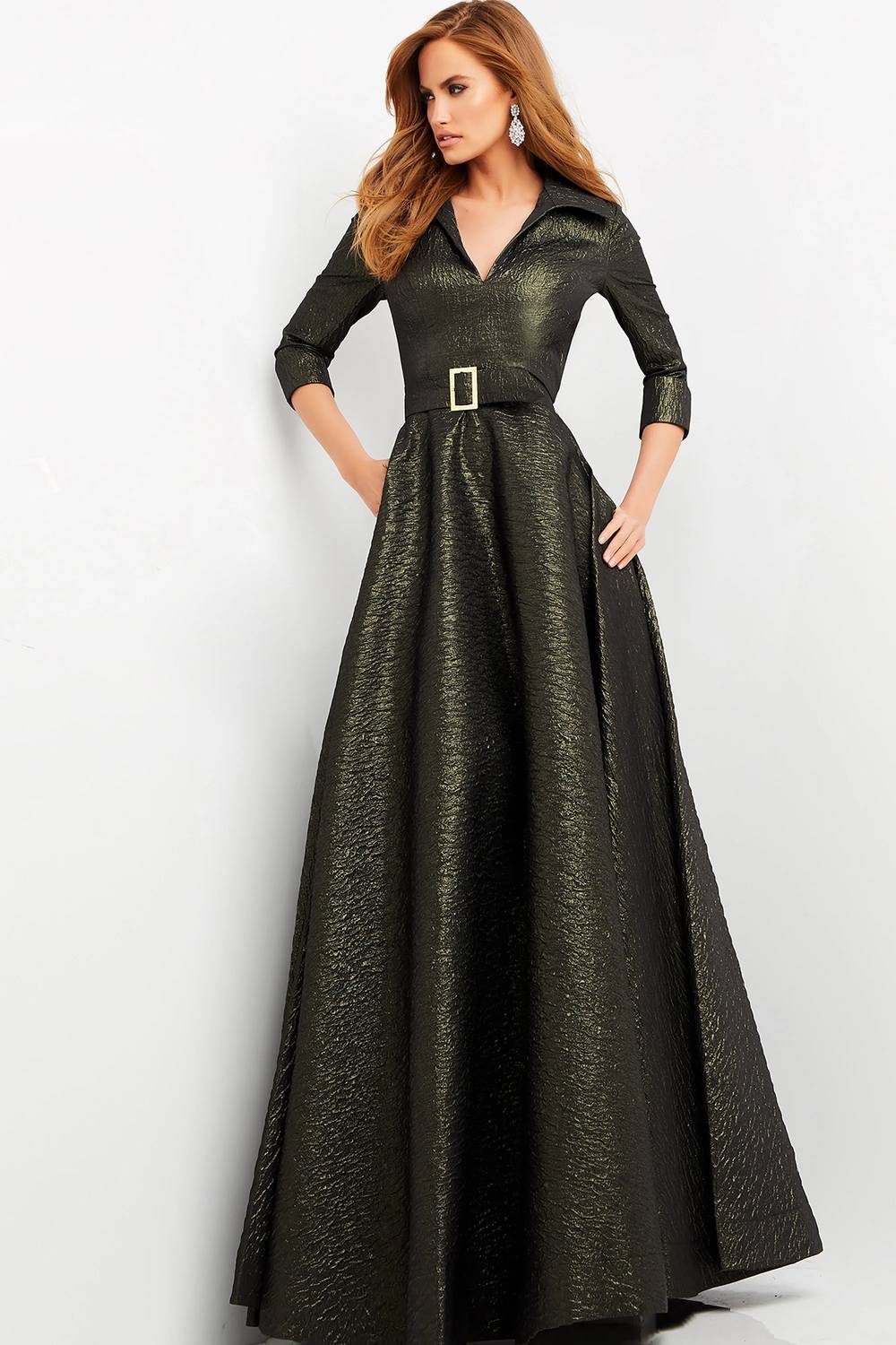 Jovani - A-line V Neck Gown