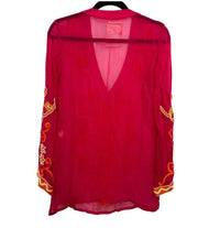Boston Proper - Beaded Resort Embroidered Sheer Tunic Top