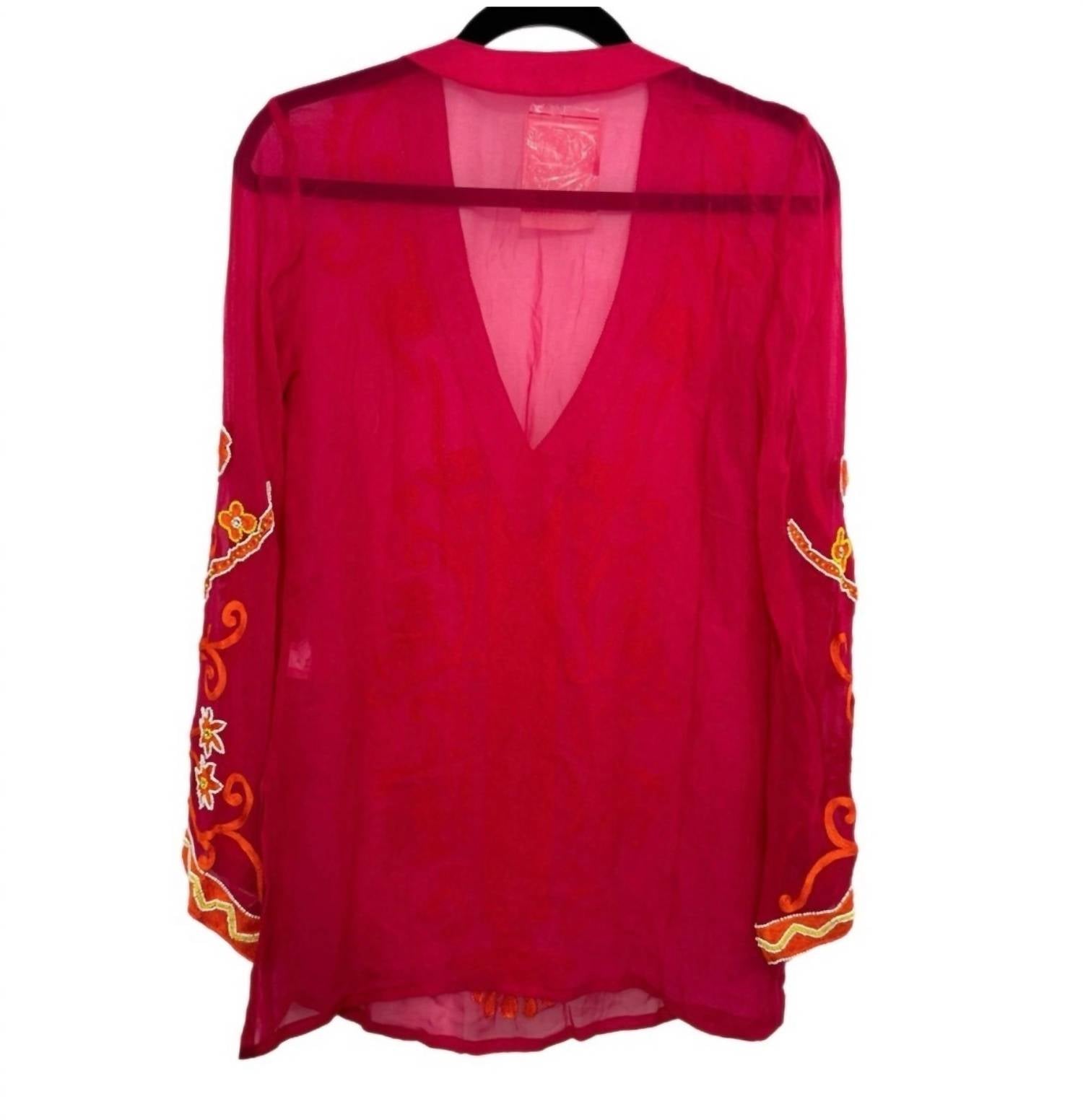 Boston Proper - Beaded Resort Embroidered Sheer Tunic Top