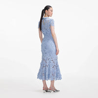 Self-Portrait - Lace Contrast Collar Midi Dress