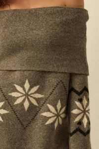 Promesa - Apres Ski Off-shoulder Foldover Alpine Sweater