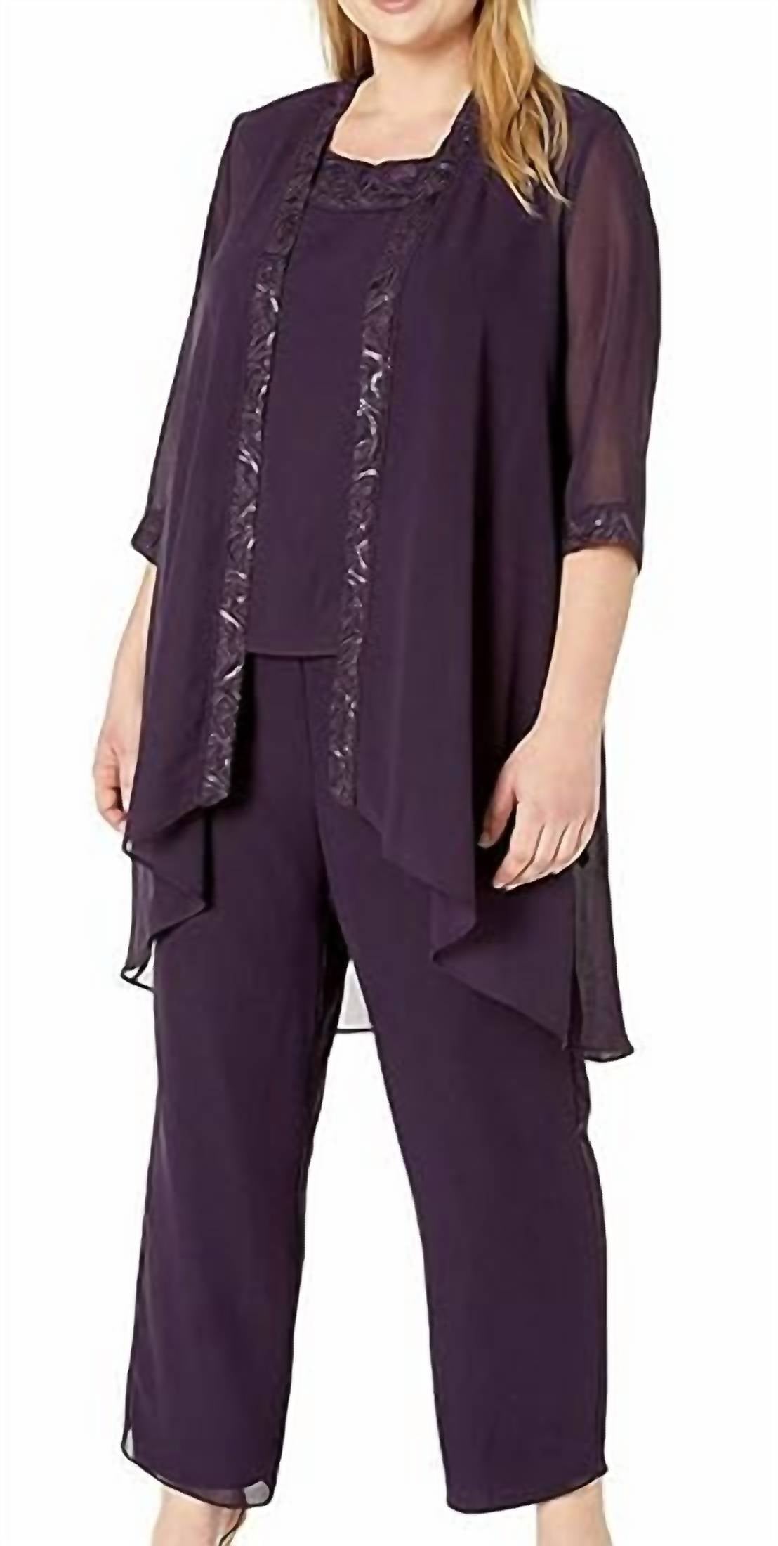 Le Bos - Pleated Charmeuse Trim Pant Set