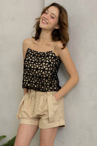 Heyson - Crochet Floral Spaghetti Strap Top