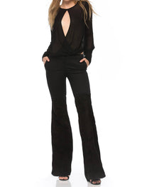Rachel Zoe - Gigi Twill & Suede Flare Pants