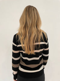 Pure Amici - Midnights Cashmere Stripe Crew Sweater