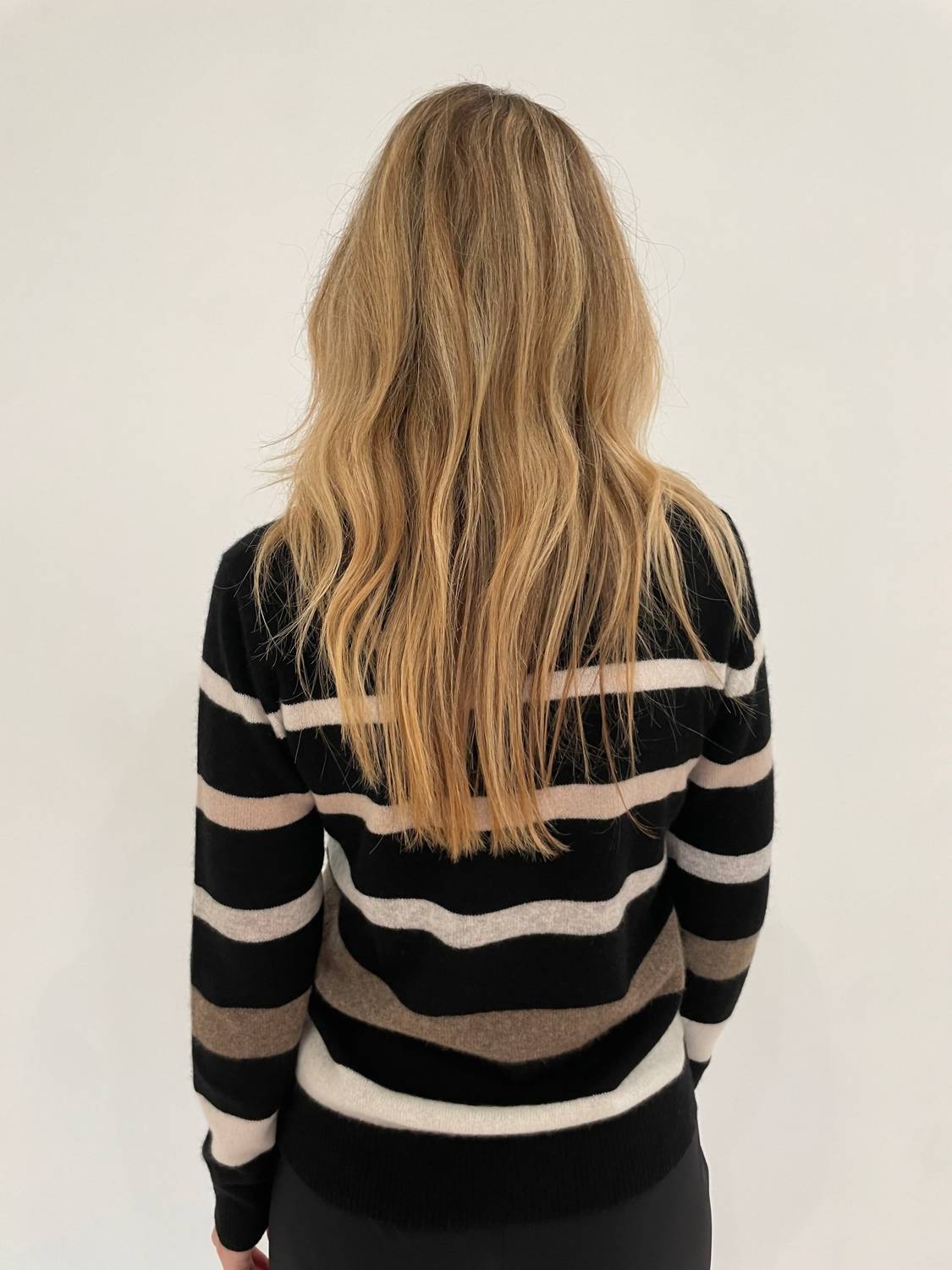 Pure Amici - Midnights Cashmere Stripe Crew Sweater
