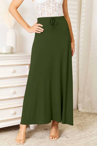 Double Take - Soft Rayon Drawstring Waist Midi Skirt