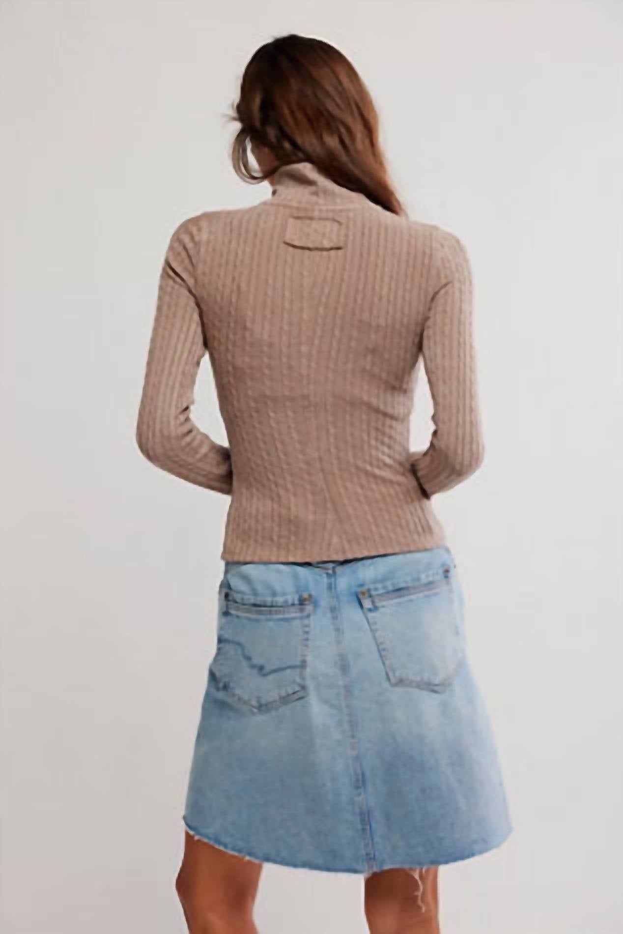 Free People Brunch Girl Zip Up Top in brown - women's long sleeve top - alternate view