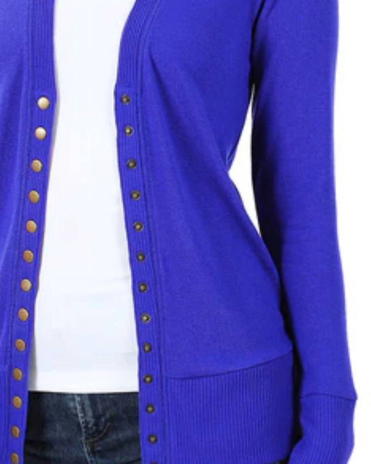 Zenana - Snap Full Sleeve Cardigan
