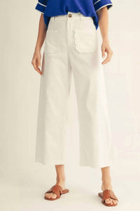 Jodifl Scalloped Pocket Wide-leg Crop Pants in white - women's pants - detail view