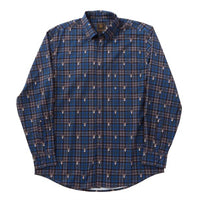 F/X Fusion Men's Deer Plaid Print Button Down Shirt in blue - men's shirt