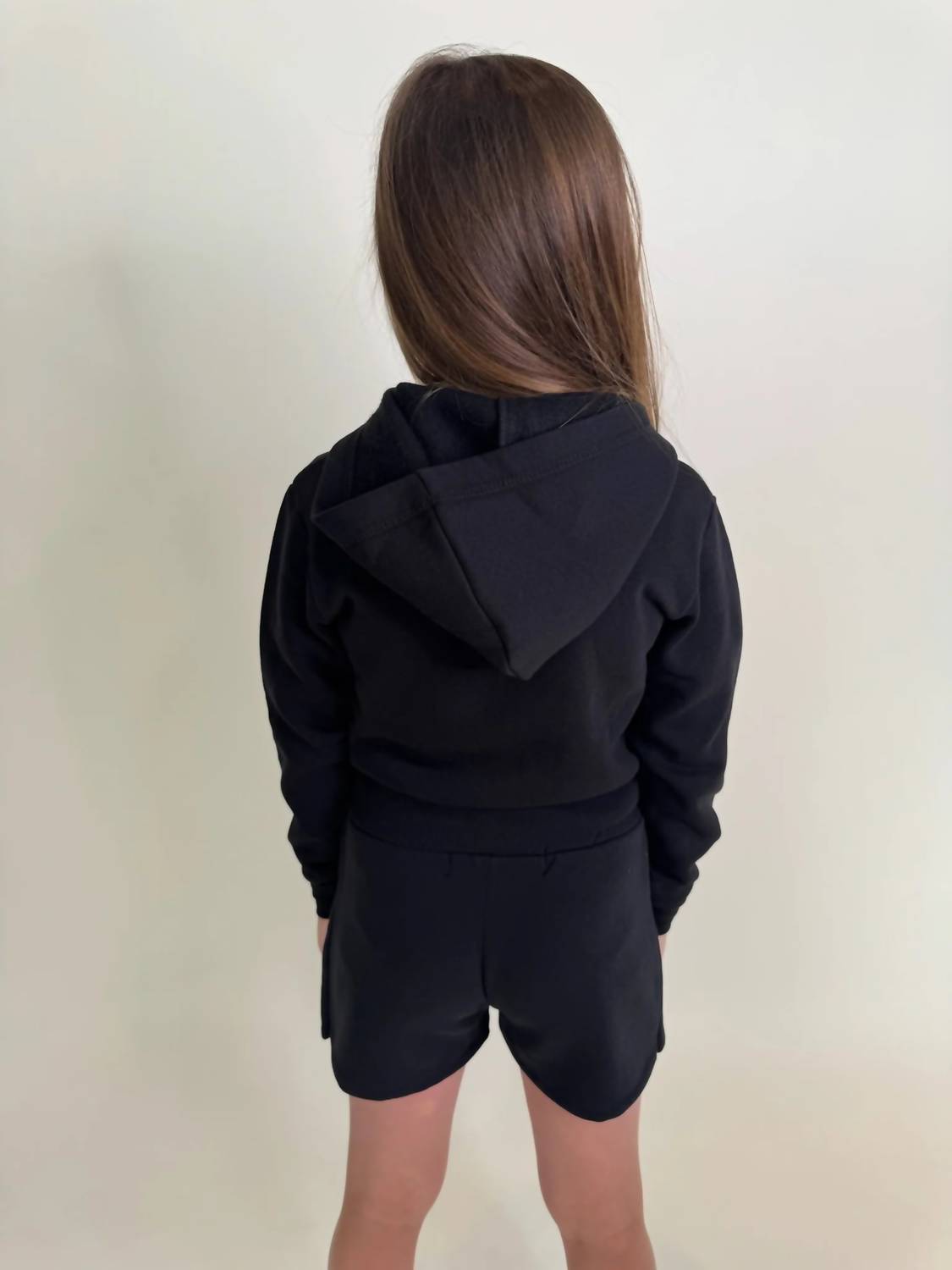 Vintage Havana Crop Hoodie in black - kids' shirt - detail view