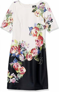 Adrianna Papell - Short Sleeve Floral Print Jersey Dress