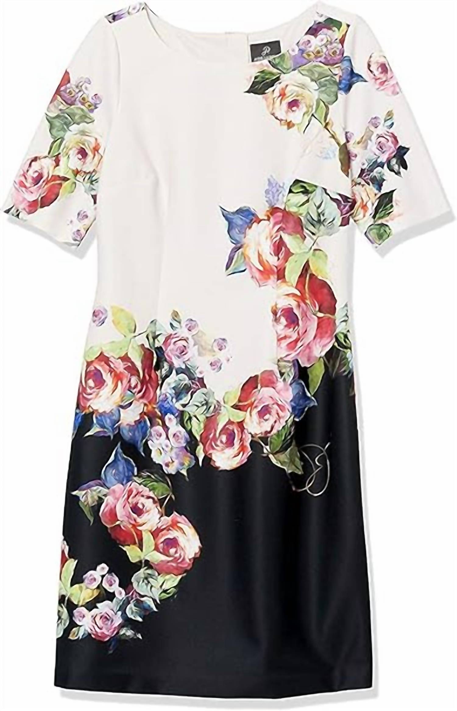 Adrianna Papell - Short Sleeve Floral Print Jersey Dress
