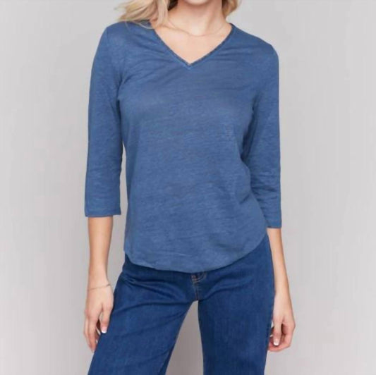 Charlie B - 3/4 Sleeve V-neck Top