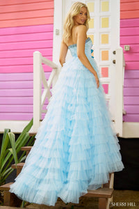Sherri Hill Front Bows Ruffle Skirt Dress in light blue - women's dress - alternate view