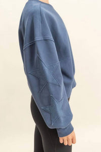 Zenana - Star Patch Crewneck Sweatshirt