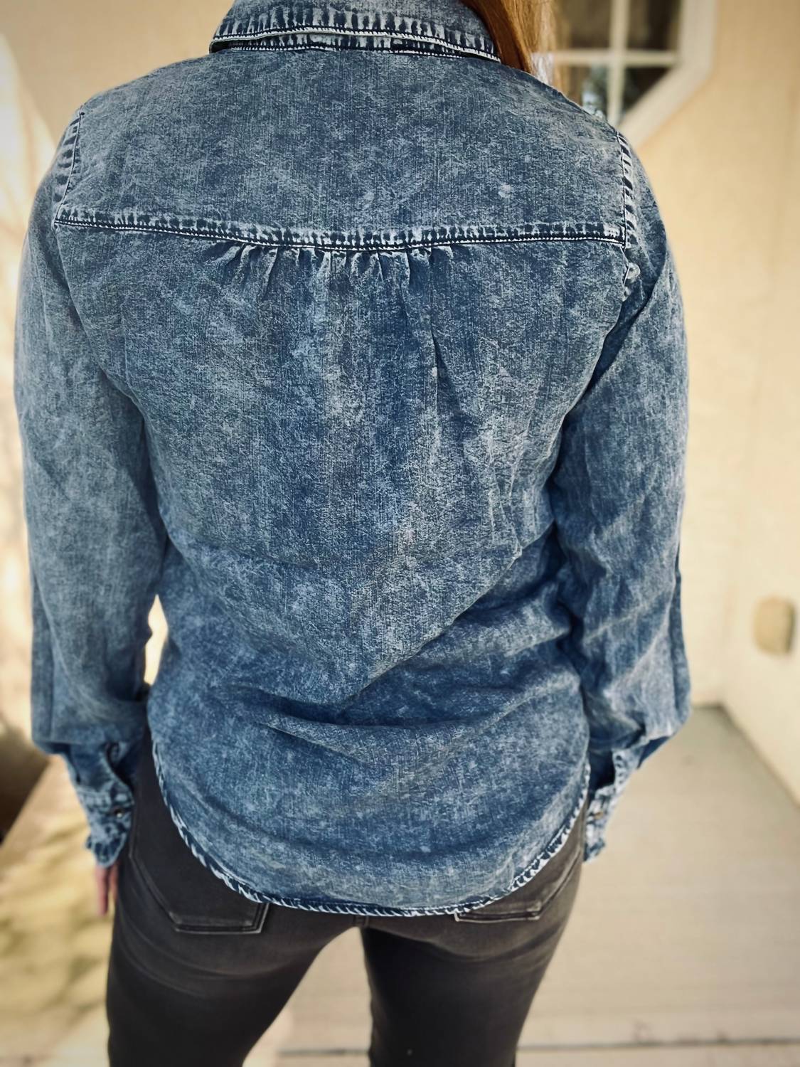 Doe and Rae The Dusty Denim Top in blue - women's blouse - view 4