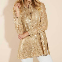 JUDE CONNALLY Mitzi Lace Top in gold cheetah - women's shirt - view 4