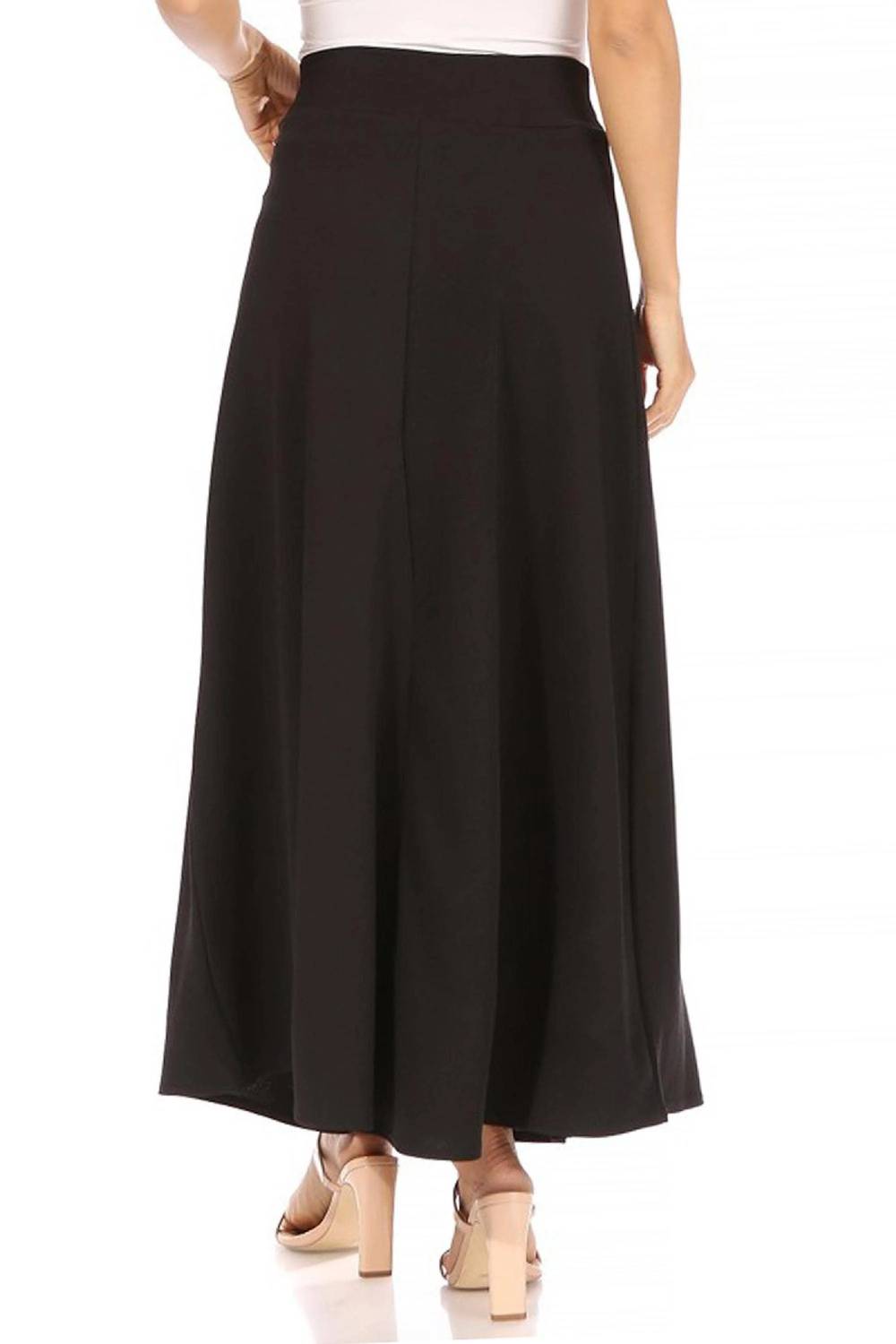 Moa Collection - Women's Casual Solid Flare A-line Long Skirt