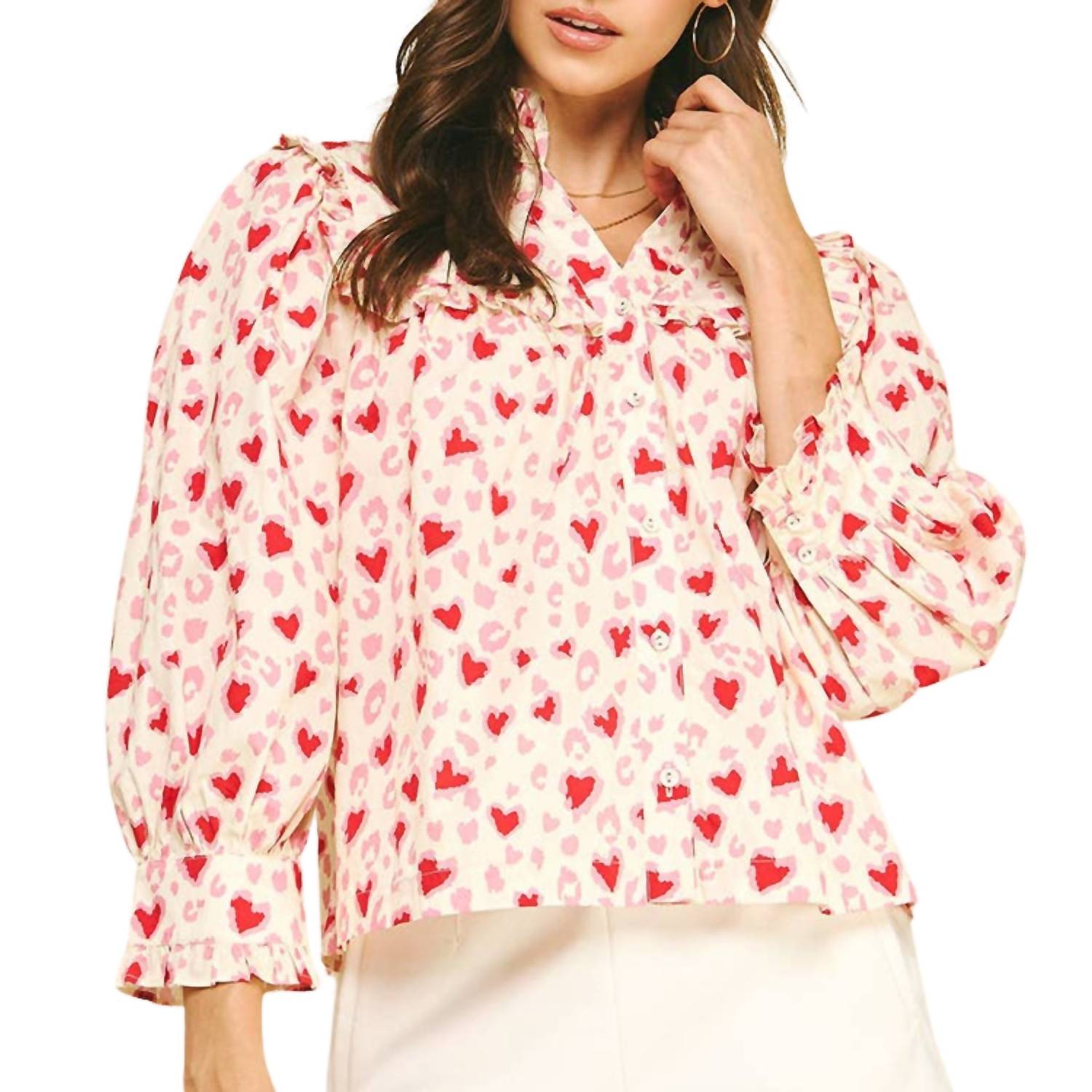 Pinch - Hearts Pattern Blouse Top