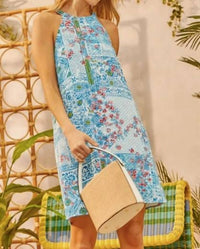 Emily Wonder - Printed Halter Mini Dress