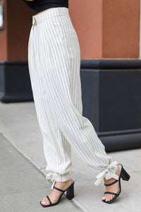 Beige Botany - No Strings Attached Ankle Tie Pants