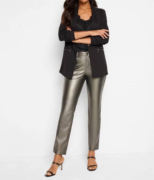 Nic + Zoe - 28" Metallic Faux Leather Straight Pants