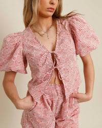 Sofie The Label - Gingham Tie-front Top