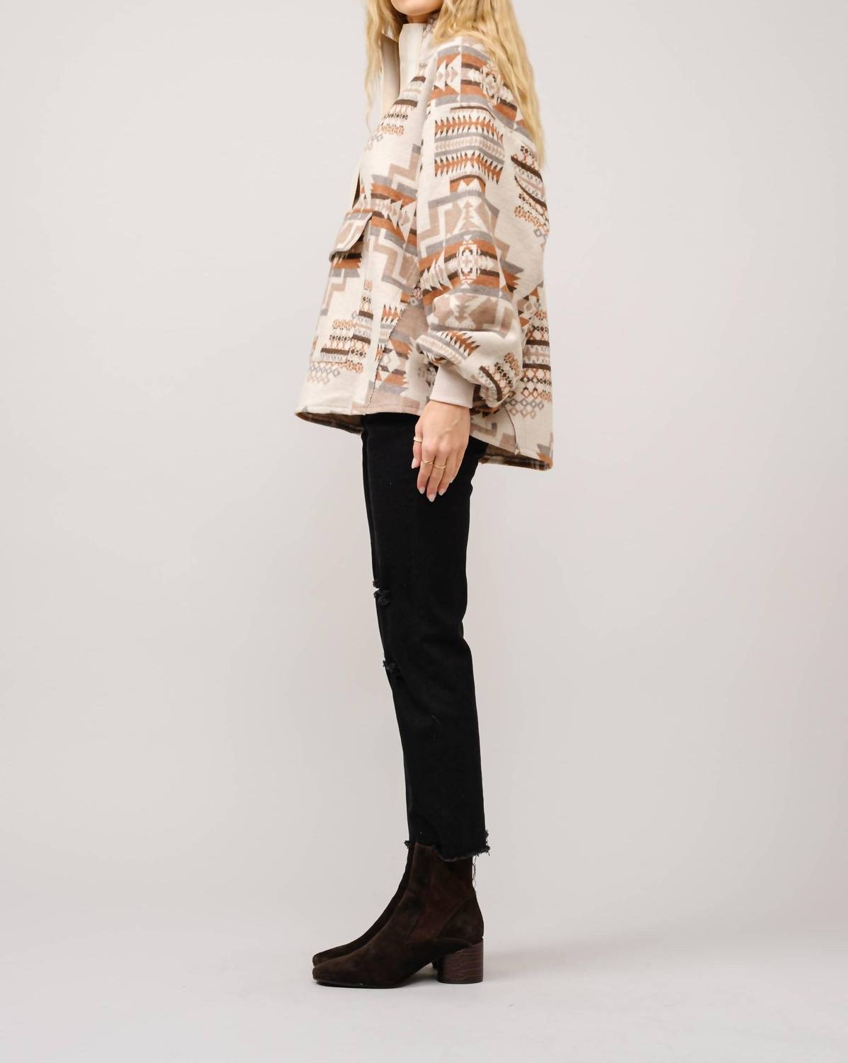 Blue B - Aztec Jacquard Mock Neck Pullover Sweater