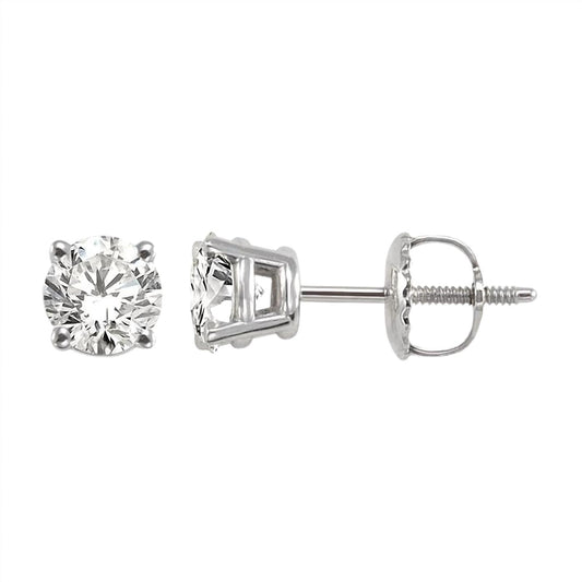 Aamiaa - 1.00 Carat Natural Diamond Round Brilliant Stud Earrings