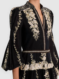 Alice + Olivia - Valencia Deep V Long Sleeve Mini Dress