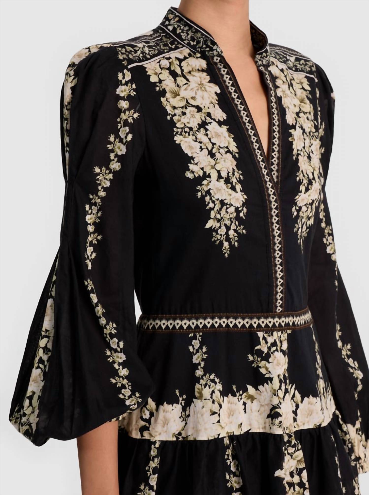 Alice + Olivia - Valencia Deep V Long Sleeve Mini Dress