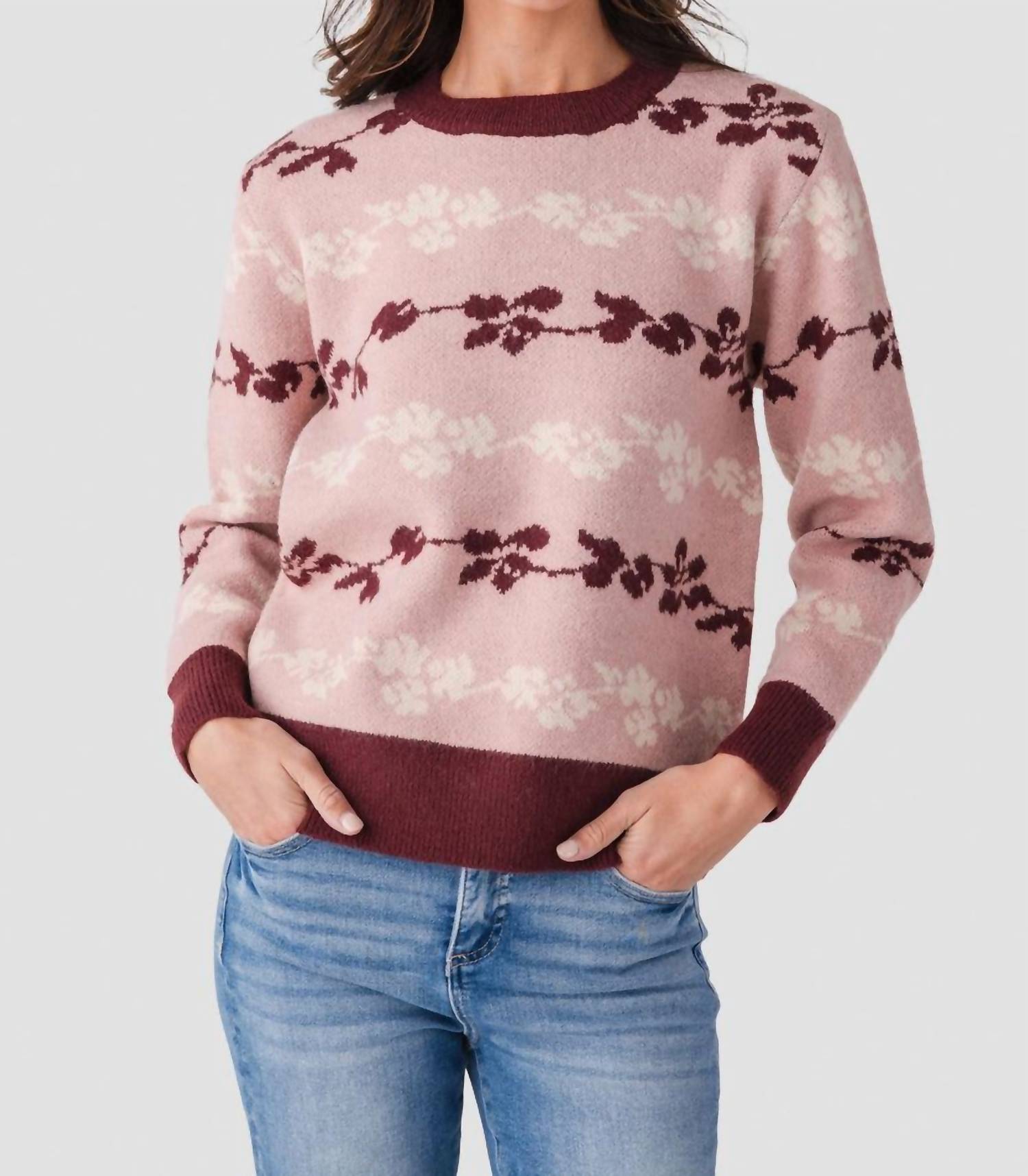 Listicle - Floral Jacquard Knit Sweater