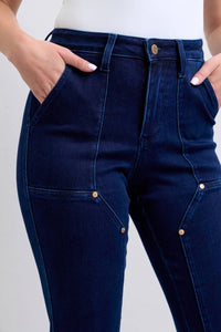 Judy Blue - High Waisted Work Wear Knee Patch Straight Jeans