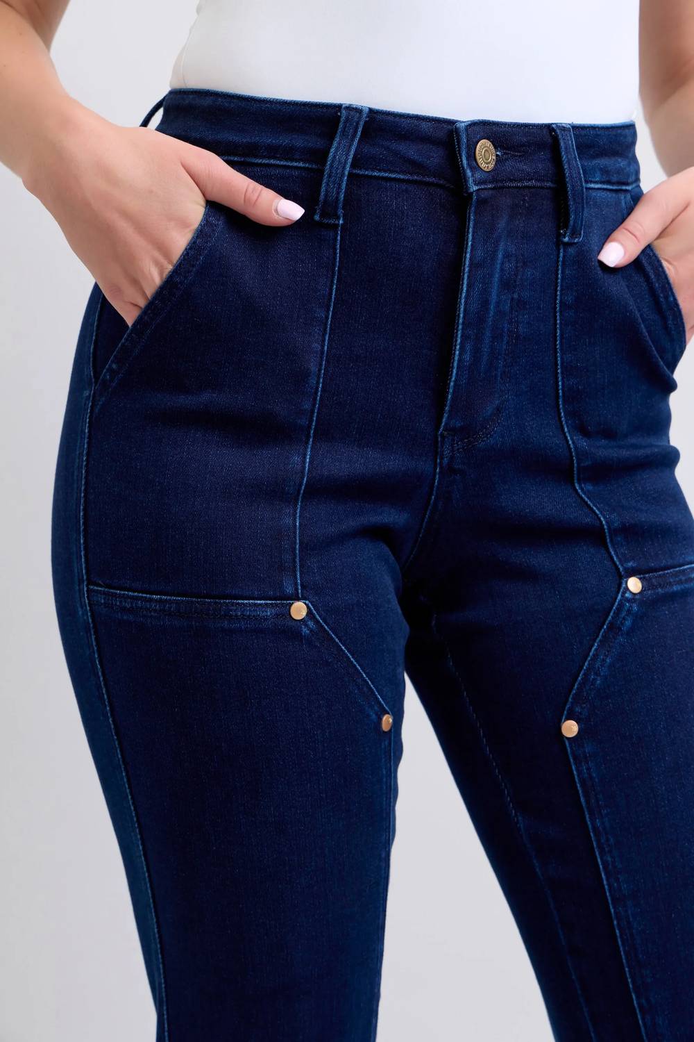 Judy Blue - High Waisted Work Wear Knee Patch Straight Jeans