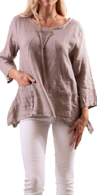 Gigi Moda - Maira Linen Scoop Neck Top