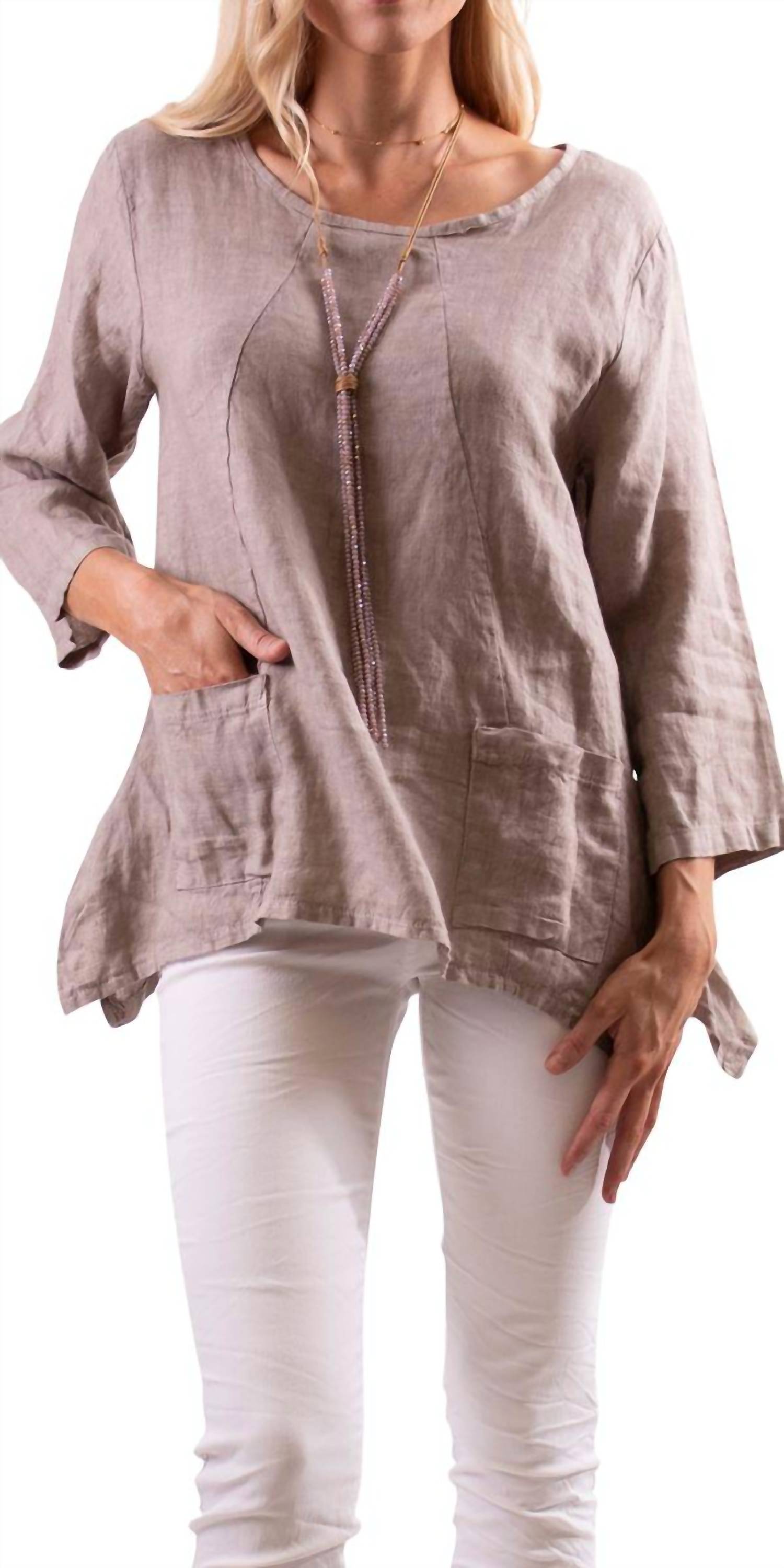 Gigi Moda - Maira Linen Scoop Neck Top