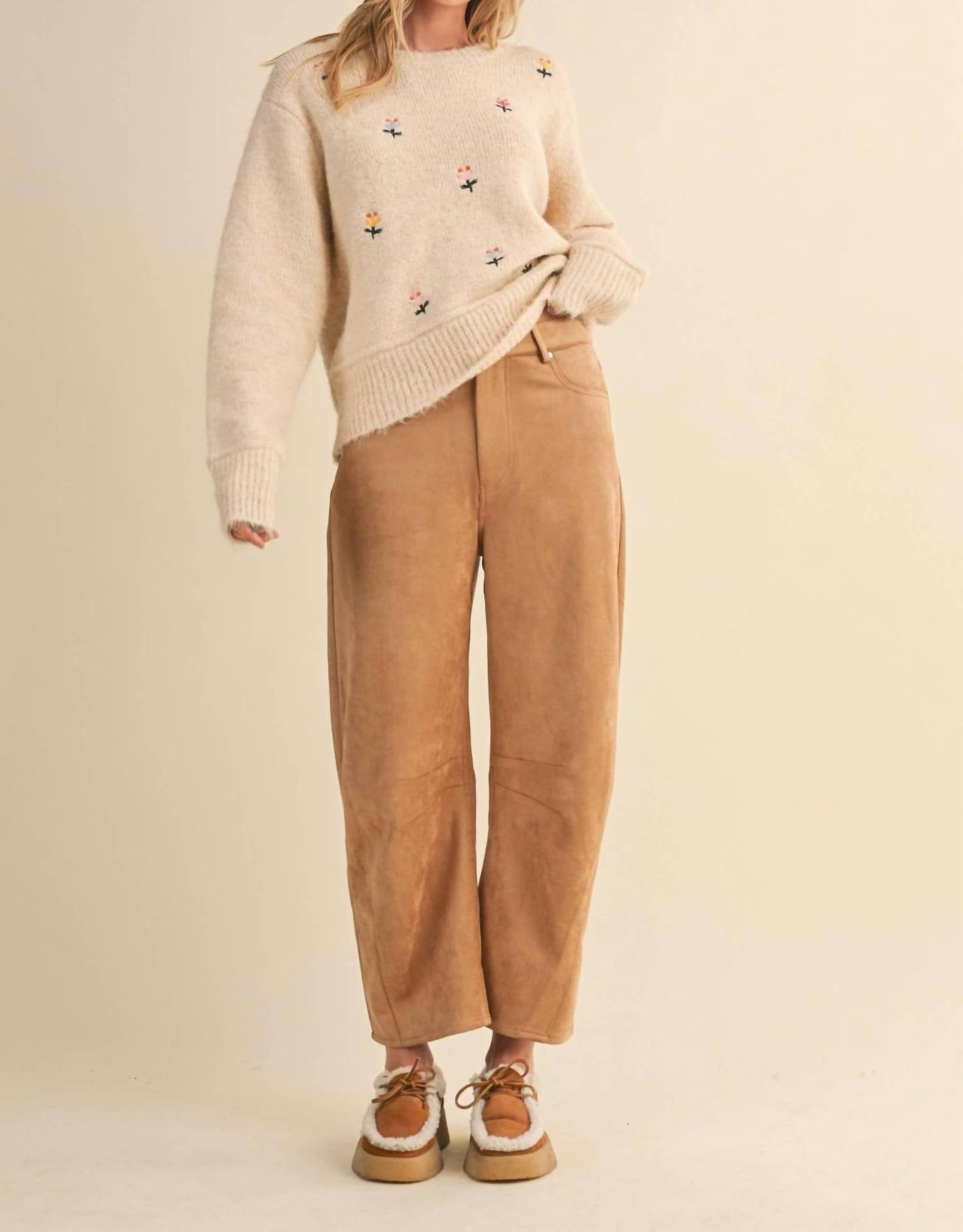 Klesis Savannah Suede Barrel Pants in beige - women's pants