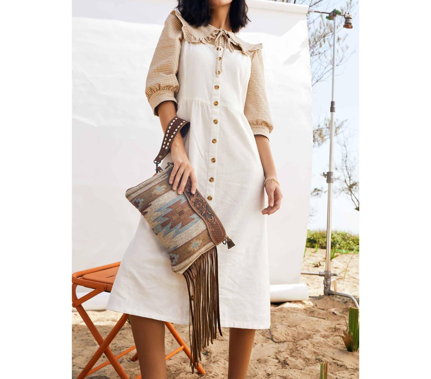 Myra Bags - Women's Tassels Hand Tooled Leather Bag