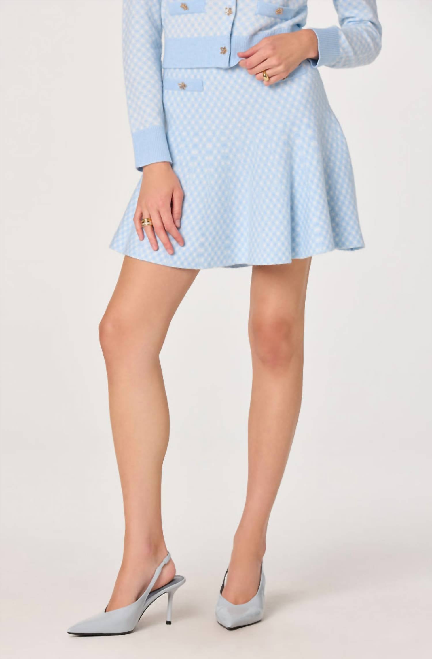 ASTR Malvie Sweater Skirt in lue plaid - women's skirt - view 4