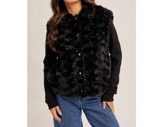 Hem & Thread - Knit Sleeve Fur Jacket