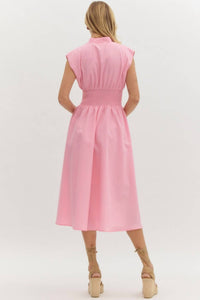 entro Sloane Midi Dress in pink - women's dress - detail view