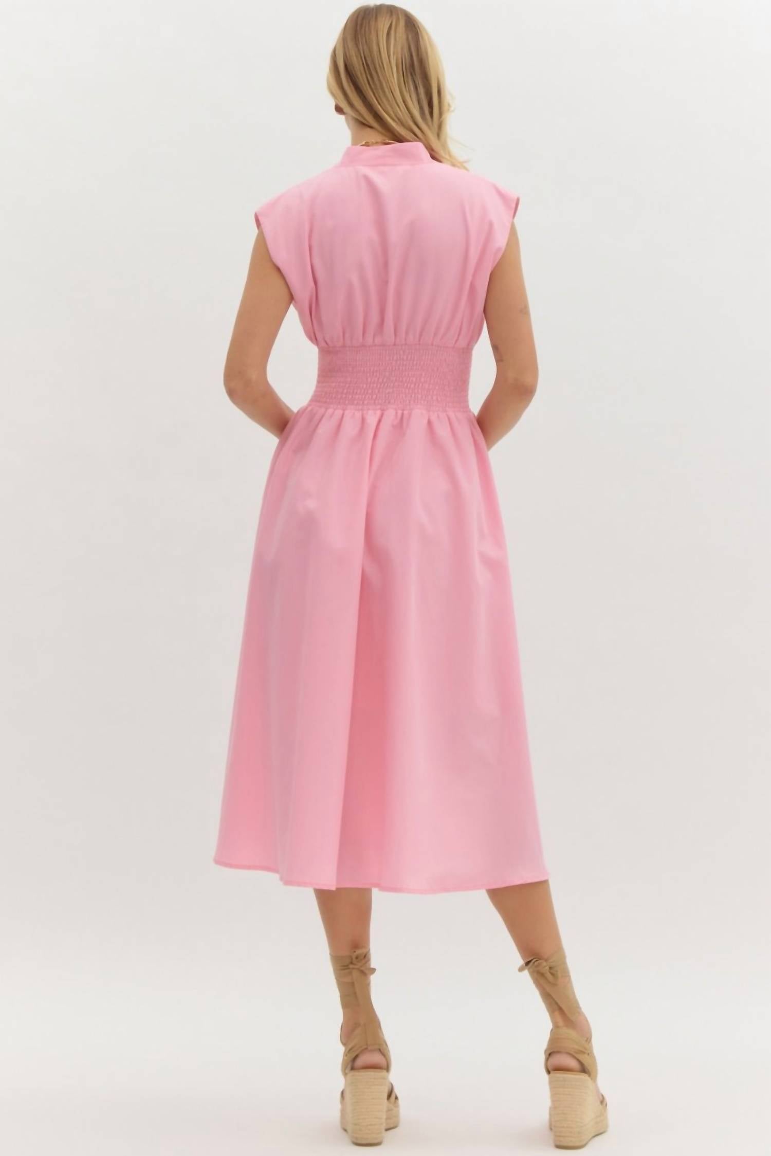 entro Sloane Midi Dress in pink - women's dress - detail view