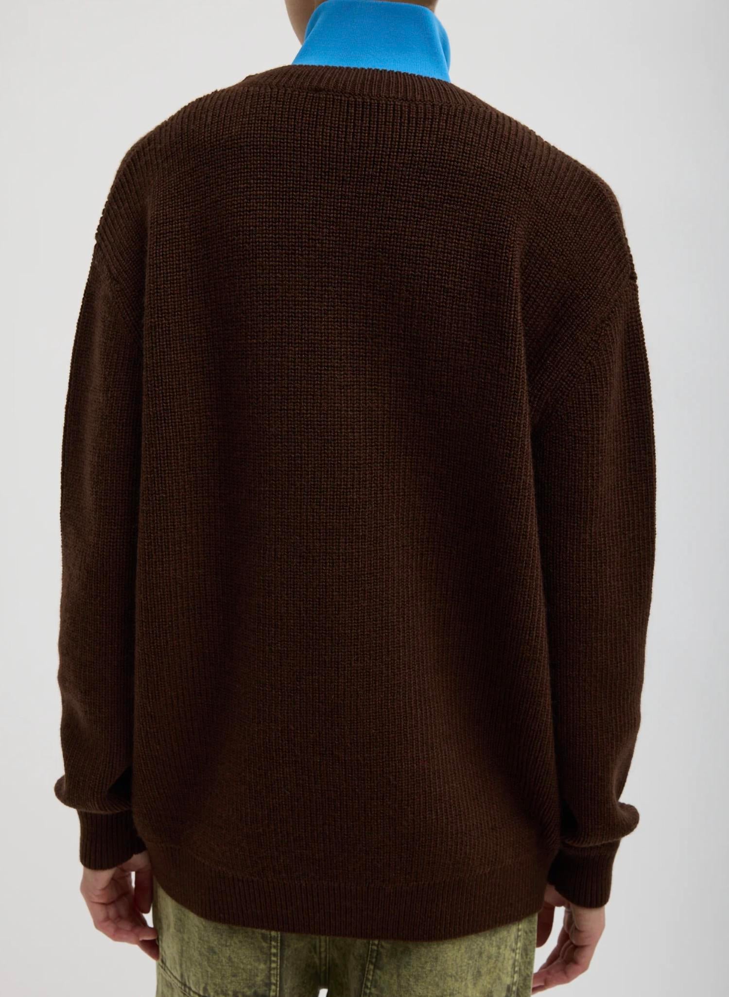 Tibi - Cardigan Stitch V Neck With Removable Dickie Top
