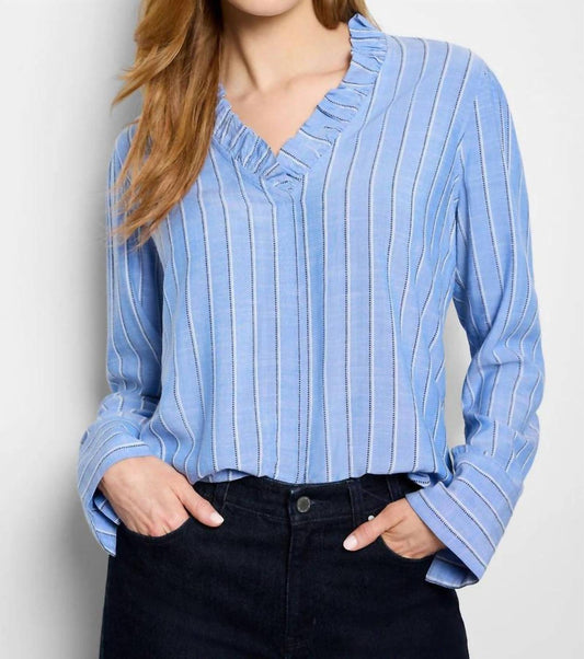 Nic + Zoe - Striped Ruffled Around Top